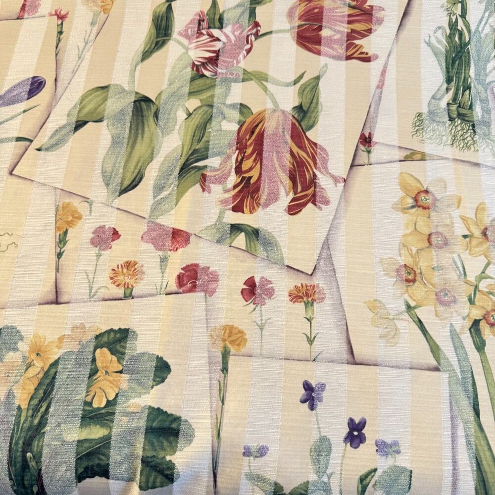 Jay Yang Fabric Striped Floral Botanical Upholstery Curtain 2.7 yds 56" Width